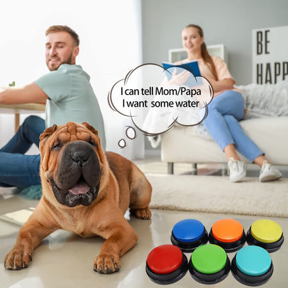 Voice Recording Button, Dog Buttons for Communication Pet Training Buzzer, 30 Second Record & Playback, Funny Gift for Study Office Home, 6 Packs