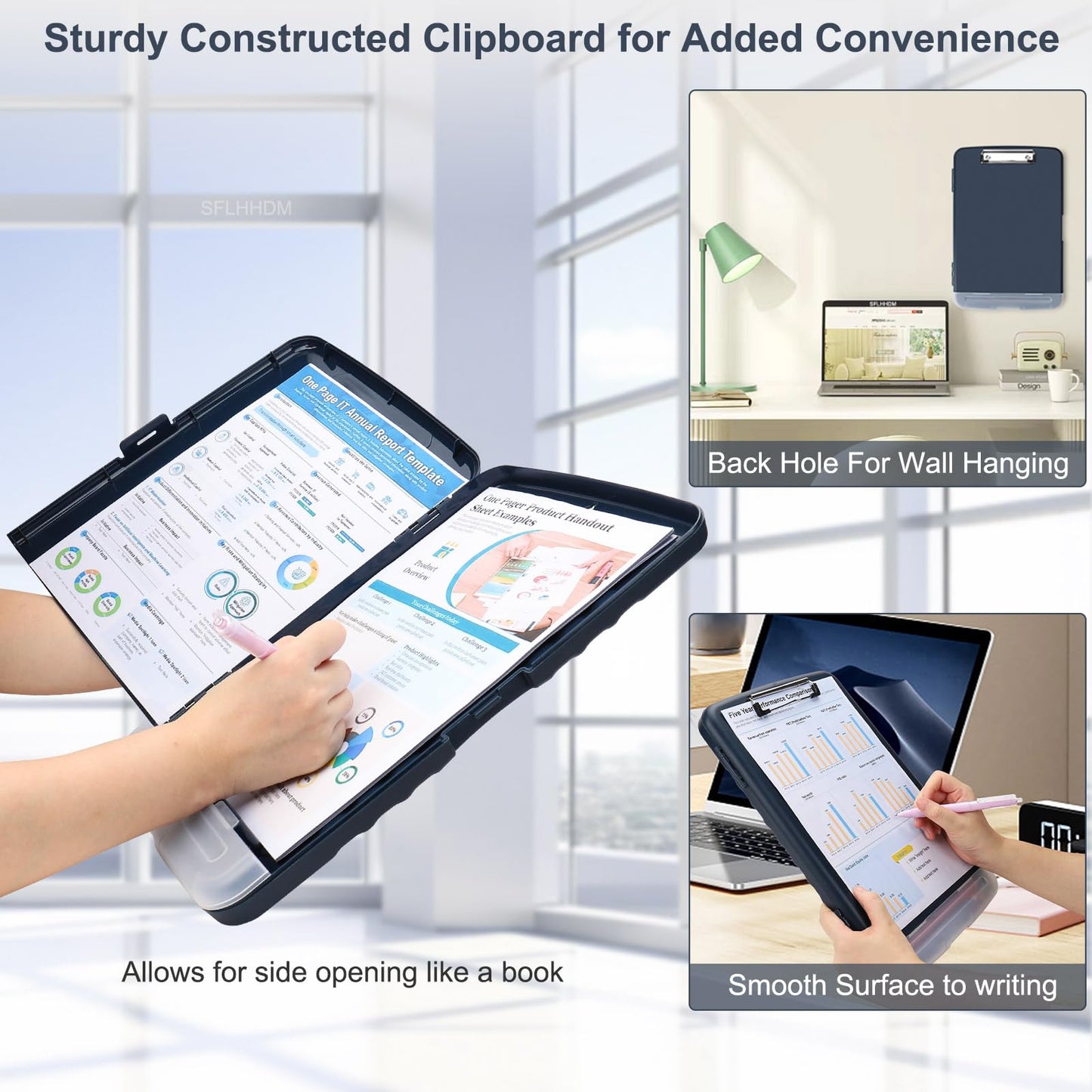 SFLHHDM Storage Clipboard with Pen Holder, High Capacity Clipboards for Classroom, Clip Boards 8.5x11 with Storage, Low-Profile Clip, Lightweight Plastic Clipboard for Kids, Lawers, Office Workers