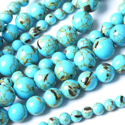 32PCS 12MM Beads Shell Turquoise Beads with Mother-of-Pearl Round Loose Beads Natural Gem Beads for Jewelry Making 15"