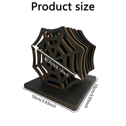 Wooden Hollow net Coaster Stand, Black, Decorated Halloween Table Decoration (6 Pieces)