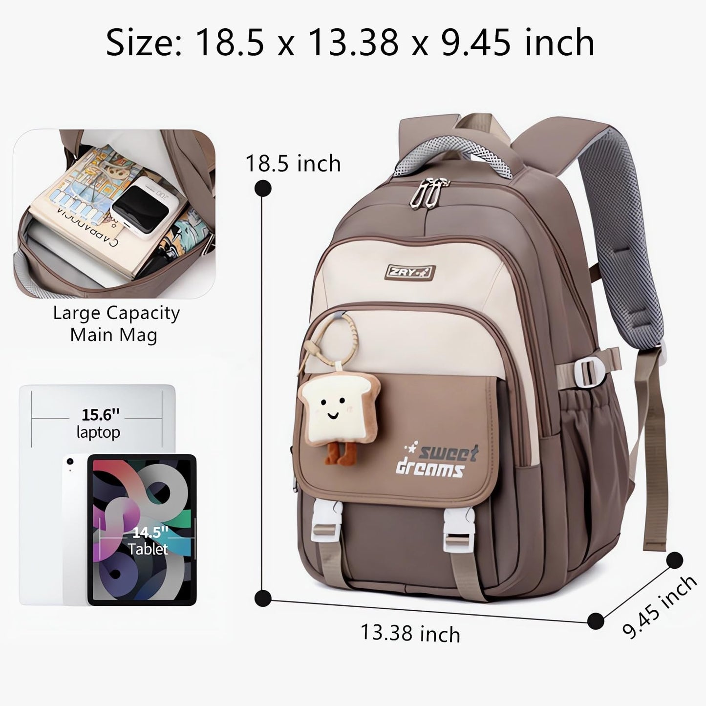 OKKID middle school backpack for girls cool school bags bookbag for teen girl big student laptop backpack kids travel daypack