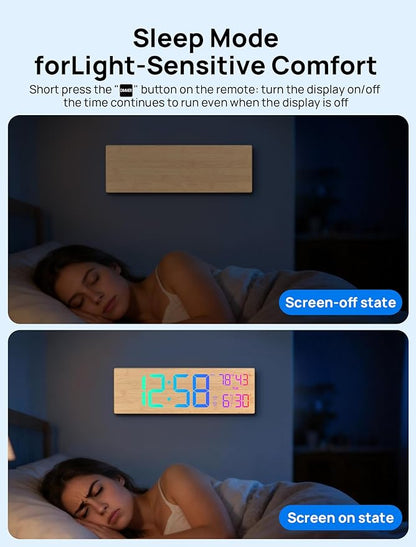 18.5" Large Digital Wall Clock with Remote Control, Big LED Display Digital Clocks with Night Light, Alarm, DST, Temp, Date for Living Room, Bedroom, Office, Classroom, Gifts for Seniors(White)