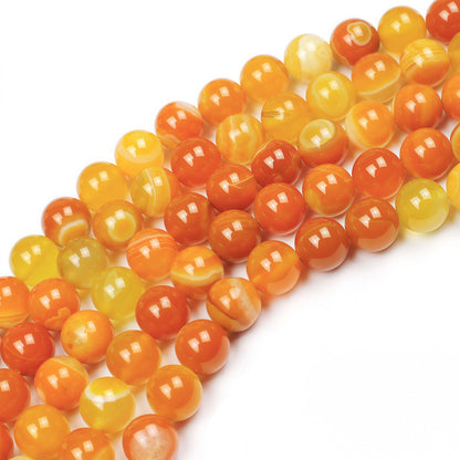 MJDCB Natural Stone Beads Orange Stripe Agate Round Loose Beads for Jewelry Making DIY Bracelet Necklace (8mm)