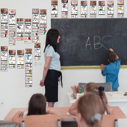 Gersoniel 220 Pcs Sound Wall Classroom Neutral Phonics Kits Science of Reading Posters for Classroom Consonant and Vowel Valley Decor Speech Material,Phonemic Awareness,Esl Teaching Material(Cute)