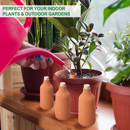 Acellegic 8 Pcs Ollas Terracotta Watering Pots Self-Watering Clay Plant Insert Spikes Globes Watering System for Garden Plants Outdoor Indoor Plants Irrigation with Rubber Stopper Easy to Refill