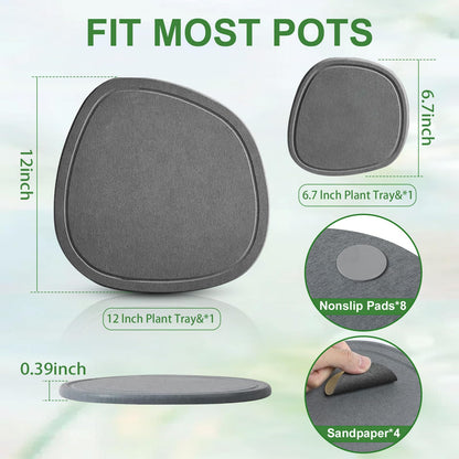Plant Saucers for Indoors, 2 Pack 7 12 Inch Instantly Dry Diatomite Plant Drip Water Catcher Trays for Pots, Diatomaceous Earth Planter Drainage Saucers Plates to Catch Water for Flower and Plant Pot