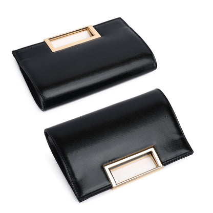 Gurina Evening Clutch Purses for Women Formal Party Clutch Bags Cocktail Prom Fashion PU Leather Shoulder Handbags (BO62 Black)