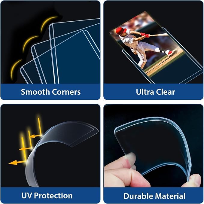 400 Hard Plastic Card Sleeves, Premium Baseball Card Protectors, 3"x 4" Trading Cards Sleeves, Sports Game Cards Holder Top Cases (200 Hard Sleeve + 200 Soft Sleeve)