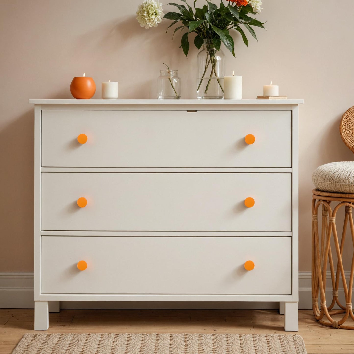 Ravinte 3 Pack Cabinet Knobs Orange Kitchen Cabinet Knobs Round Dresser Drawer Pulls Closet Door Pulls 1-1/5 Inch