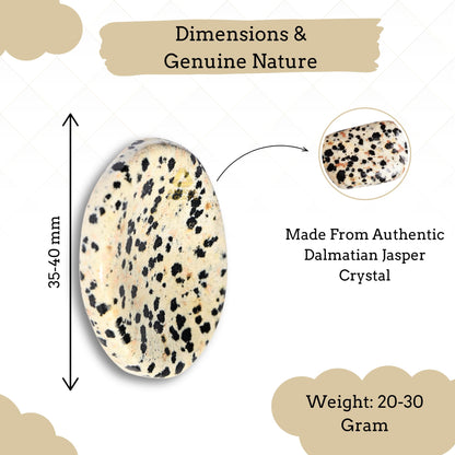 Anaya Agate Dalmatian Jasper Worry Stones Certified Crystal Thumb Worry Stone for Anguish, Relaxing and Soothing Balance Stones for Meditation, Stress Relief Crystals and Healing Stones for Men, Women