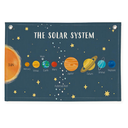 Wheatwin Solar System for Kids, Space Nursery Decor, Space Themed Room Decor, Solar System Linen Canvas Banner Wall Hanging Flag Decor for Playroom 20x30