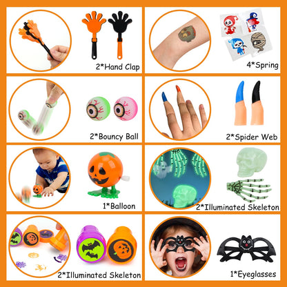 TOY Life Halloween Party Favors for Kids Halloween Toys in Bulk Halloween Prizes for Kids Halloween Pumpkin Buckets Goodie Bags Stuffers Fillers Non Candy Treat for Kid