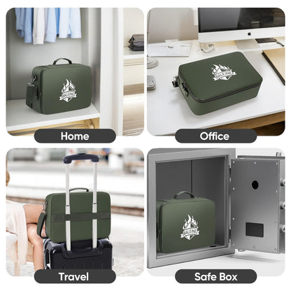 BALEINE Fireproof Document Box with Lock, Portable Fireproof Document Bag Waterproof Fire Proof File Boxes for Documents, File Organizer Box for Important Paperwork (Green, 15''x11''x4'')