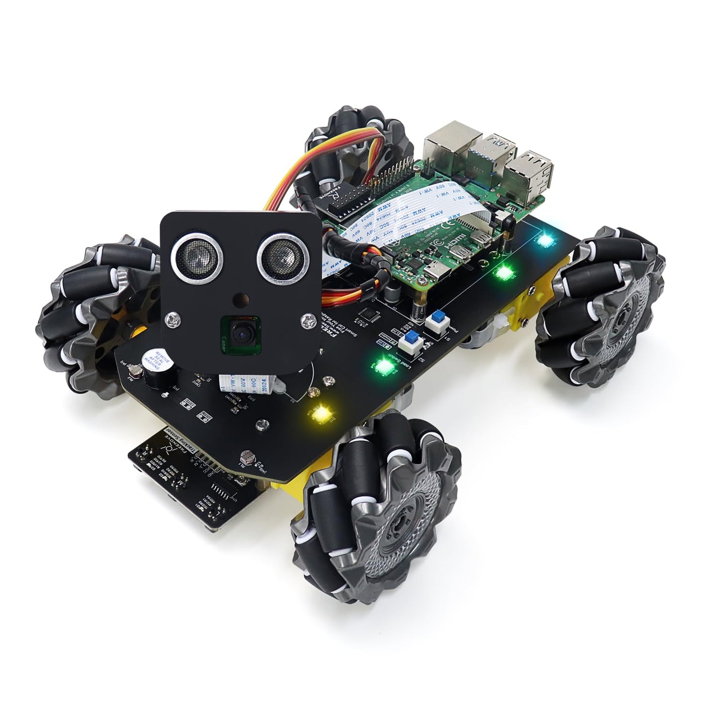 Freenove Mecanum Wheel Car Kit for Raspberry Pi 5 4 B 3 B+ Zero 2 W, Face Tracking, Line Tracking, Light Tracing, Obstacle Avoidance, App Control, Camera, Servo (Raspberry Pi NOT Included)