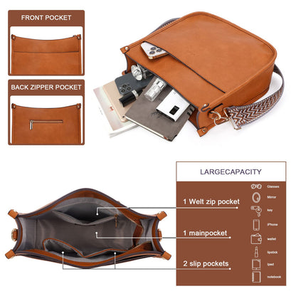 Caitina Crossbody Bag For Women Vegan Leather Hobo Handbag Designer Crossbody Bucket Bag Shoulder Purse For Women with 2 Adjustable Strap(DreamyBrown