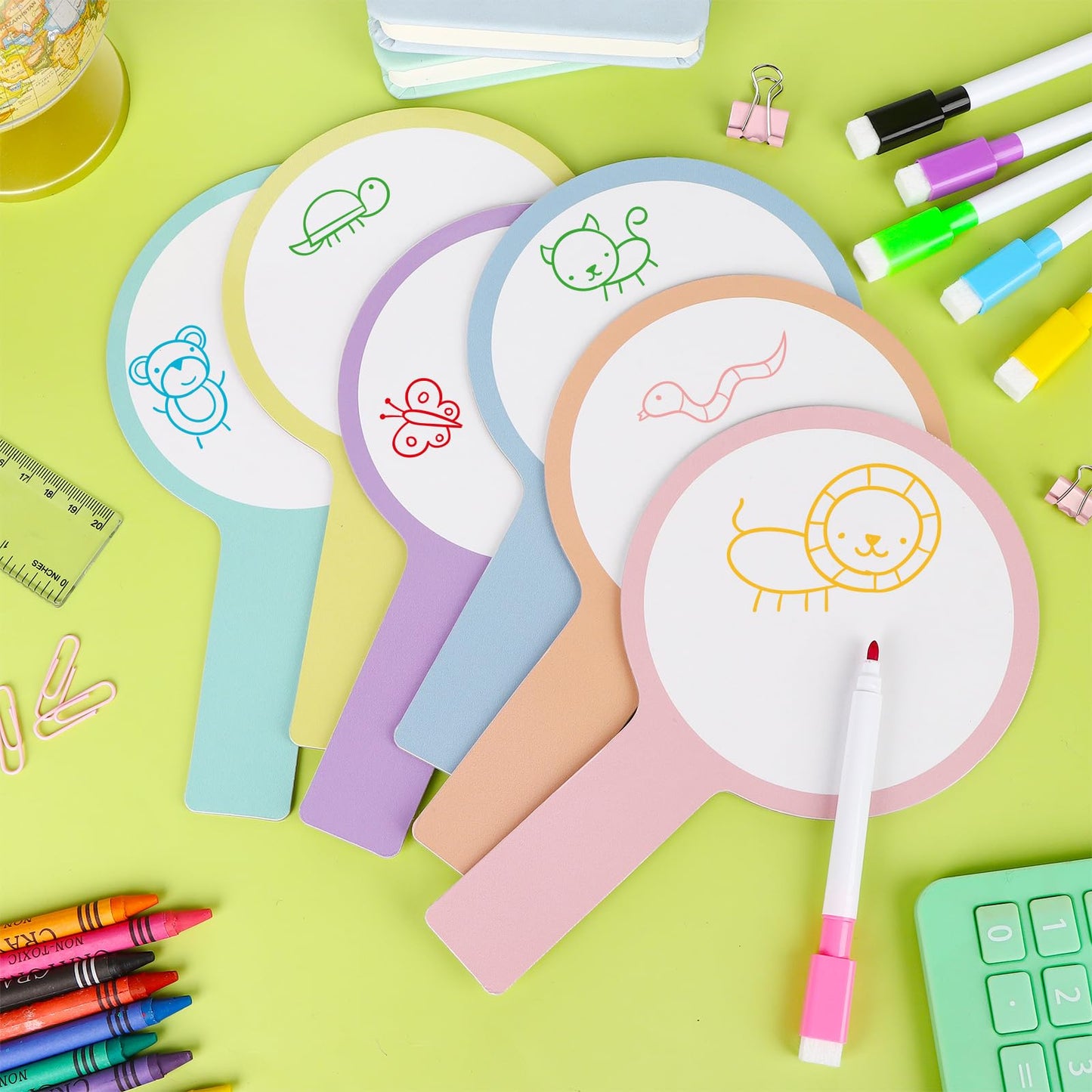 30 Sets Dry Erase Answer Paddle with 30 Markers Handheld Double Sided White Boards Colorful Flip Answer Dry Erase Paddles Small White Boards for Learners Teacher Home Classroom Office Supplies