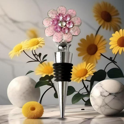 Flower Wine Stoppers Wine Corks Reusable Wine Bottle Stoppers Cute Floral Wine Stoppers Wine Accessories for Kitchen Holiday Party Wedding Birthday Gifts