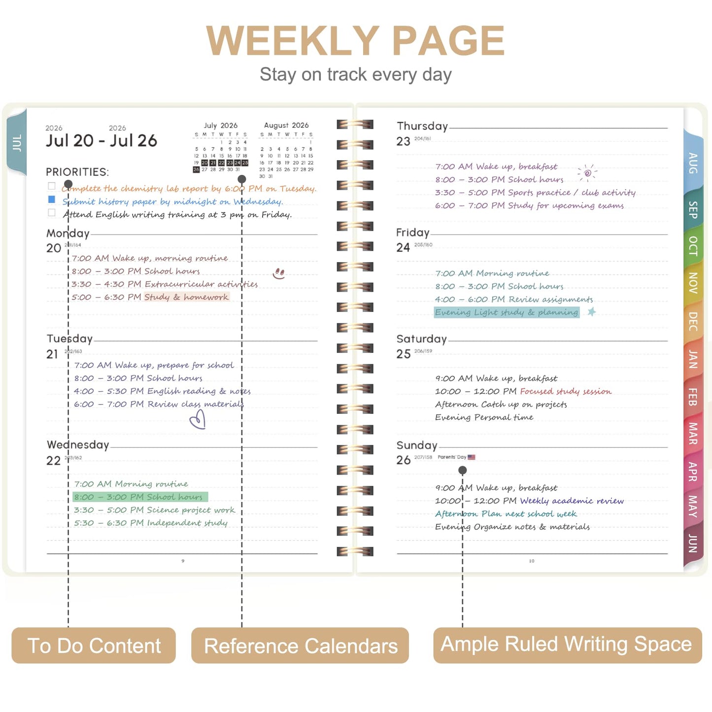Planner 2026-2027, Weekly and Monthly Academic Planner, July 2026 - June 2027, Hardcover Calendar Agenda Book for School Year Planning, School Supplies for Teacher and Student, Letter Size(8.5'' x 11'')