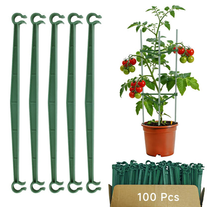 100pcs Garden Stakes Arms for Tomato Cage, TomatoTrellis Connectors, Attach 0.63 Inch Dia Tomato Stakes Connector and Plant Stick Supports, 11.8in Plastic Connecting Rod (16mm，No Stake)
