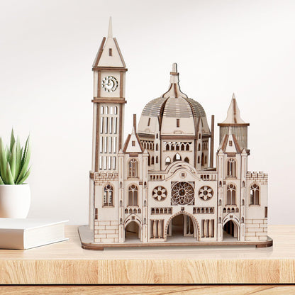 Foyucool 3D Wooden Puzzle for Adults, DIY Creative Castle Design Model Kit, Creative Assembly Model Building Kits to Build for Adults, DIY Assembly Puzzle for Christmas Day
