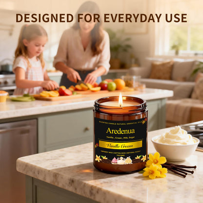 Vanilla Cream Odor Eliminating Candle, 7oz Long Lasting Soy Jar Candle, Non Toxic Clean Burning Calming Aromatherapy Candle, Natural Odor Remover for Pet Smell, Smoke, Food, Bedroom Relaxation Gift