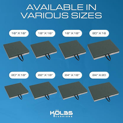 Kölbs Gel Extreme Wheelchair Cushions Seat Cushion, Coccyx, Sciatica & Tailbone Pain Relief Seating Pad Ideal for Office, Kitchen Wheelchairs and Auto, 20 x 16, 3 Inch Thick