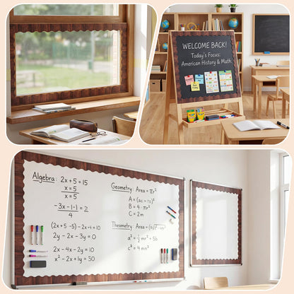Tenceur 120 Feet Bulletin Board Borders Wooden Pattern Straight Rolled Border Trim Wood Straight for Classroom Schools Office Decoration(Dark Brown)