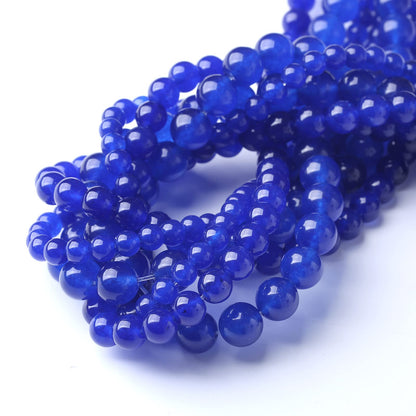60PCS 6MM Natural Blue Chalcedony Stone Beads Energy Healing Beads for DIY Jewelry Bracelet Necklace Making for Jewelry Making15Inch