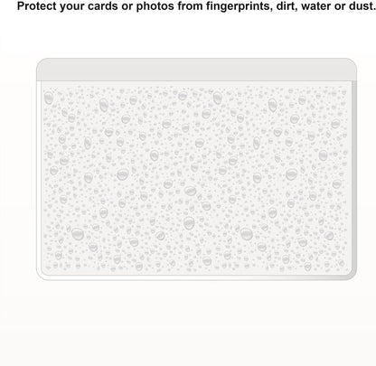 Clear Adhesive 3" x 5" Index Card Pockets With Top Open Loading, 50 Pack, Plastic Labels Holders for Storage Bins and Library, Ideal for Organizing and Protecting Your Cards