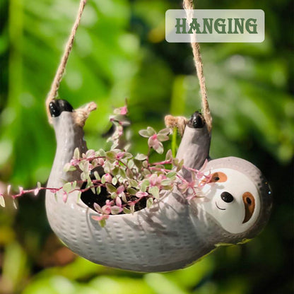 AIPOGOOIN Sloth Hanging Planters for Indoor Outdoor Plants Cute Succulent Pots Ceramic Plant Holder Gifts for Plant Lovers Women Gardeners Mom Gardening Gifts