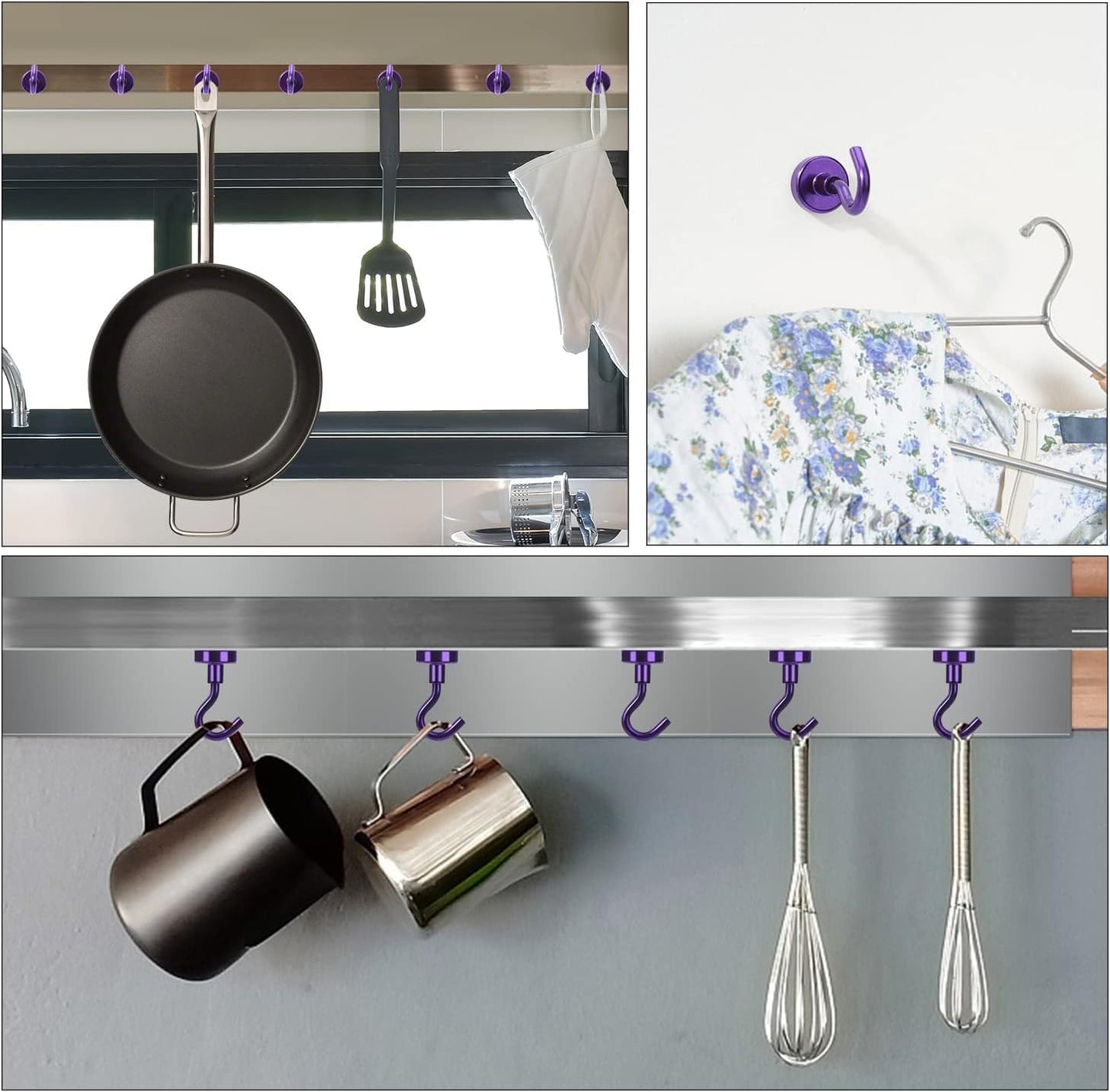 DIYMAG Magnetic Hooks, 30Lbs Strong Heavy Duty Cruise Magnet S-Hook for Classroom, Fridge, Hanging, Cabins, Grill, Kitchen, Garage, Workplace and Office Etc, (20 Pack-Purple)