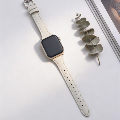 Slim Soft Genuine Leather Bands Compatible with Apple Watch Band 42mm 44mm 45mm 46mm 49mm for Women, Dressy Durable Leather Replacement Strap for iWatch Ultra1/2/3 SE1/2/3 11 10 9 8 7 6 5 4 3 2 1