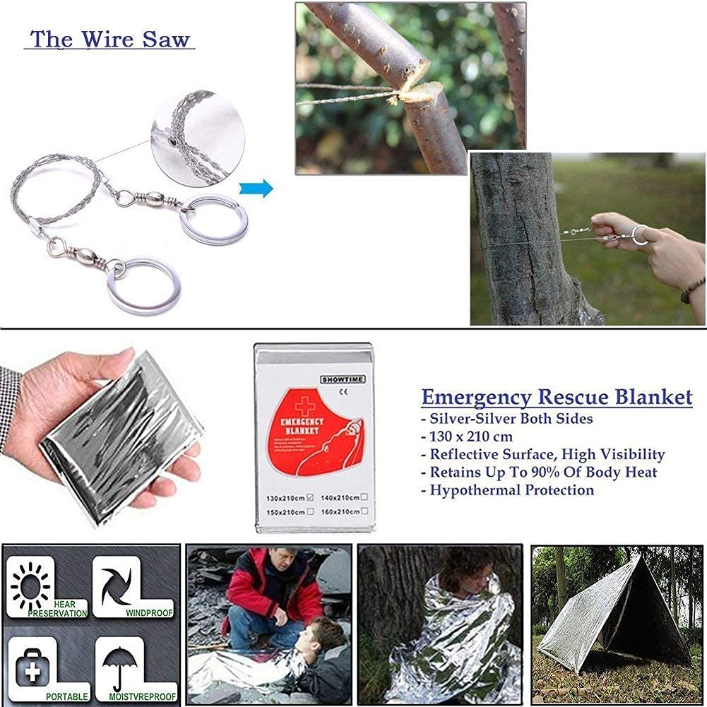 Tianers 16pcs Emergency Survival Kit, Compact Survival Tactical Gear, Cool EDC Survival Tool for Cars, Camping, Hiking, Hunting, Fishing, Adventure Accessorie for Men Husband Dad Friend
