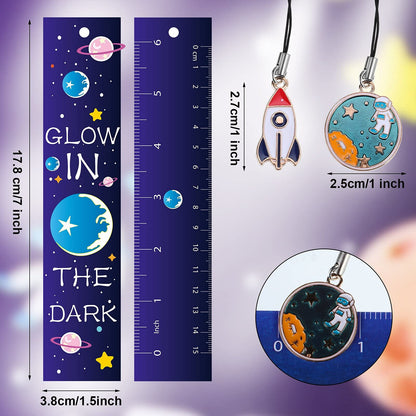 Zonon 40 Pcs Bulk Space Bookmarks for Kids Outer Space Party Favors Astronaut Planet Rocket Galaxy Theme Birthday Party Favors Inspirational Bookmarks with Charms for Boys Girls Student Reward Gift