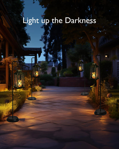 Homemory Solar Lanterns Outdoor Waterproof Hanging with Flickering Flameless Candles, 2 Pack Garden Outdoor Lantern Decorative for Patio Front Porch Backyard Balcony Cabin Outside (Bronze)