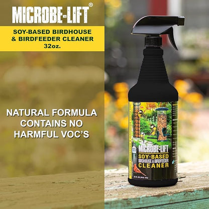 Microbe-Lift Soy-Based Bird Feeder & Bird Bath Cleaner Spray – 32 Oz – Safe Cleaning Solution for Birdhouses, Feeders, & Baths – Deodorizer & Non-Toxic Spray for Birds