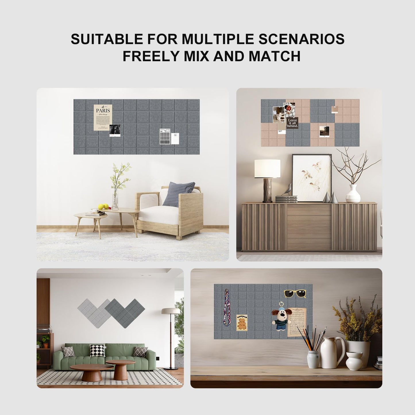 TCXBS Moonlight Gray Felt Bulletin Board Set - 6-Piece Wall Organization Panels | Versatile Decoration for Office, Home & Classroom (Moonlight Gray)