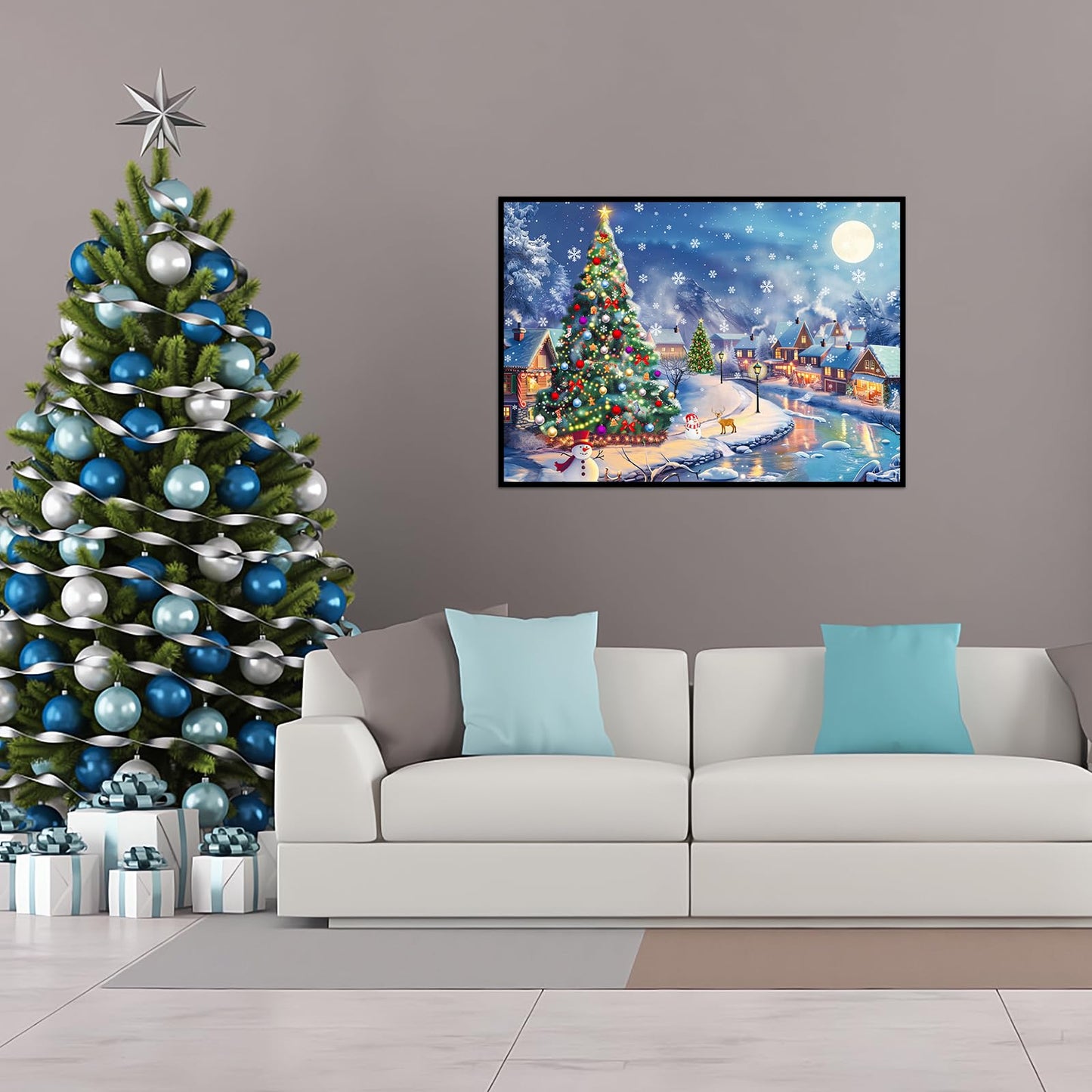 MBOQIU 1000 Piece Puzzle for Adults - Christmas Village Christmas Puzzle, Letters on Back, Snowy Christmas Vacation Jigsaw Puzzles, Challenging Puzzles for Teens Seniors - 27.6 x 19.7 inches