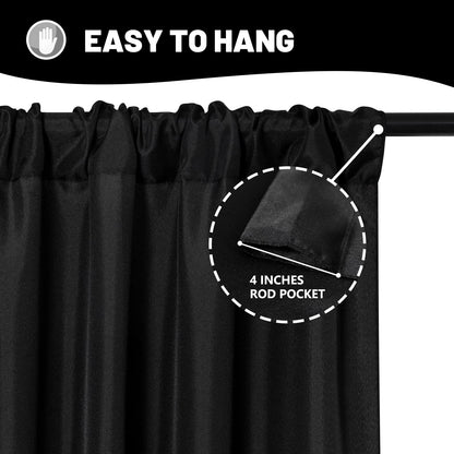 Black Backdrop Curtain for Party, Halloween Backdrop Rod Pocket Photo Drapes Panels Fabric Curtain Backdrop Black Birthday Party Decor for Boys Teens Men,5ft x 7ft, 2 Panels