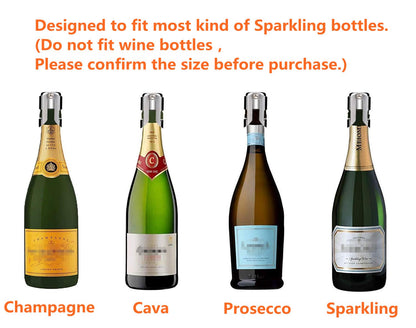 Champagne Sealer Stopper, BGMAX 3 Pack Stainless Steel Sparkling Wine Bottle Plug Sealer Set with a Longer Sealing Plug, Gifts Accessories for Champagne