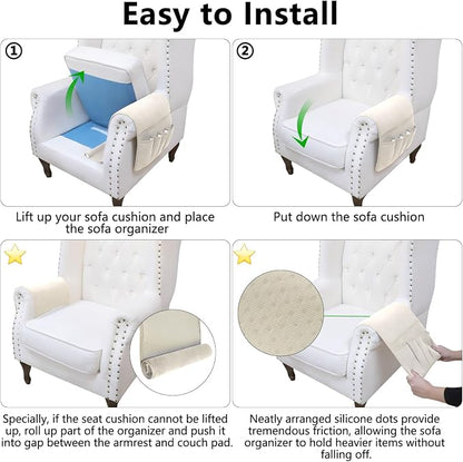Remote Control Holder, Armchair Caddy Couch Caddy, Anti Slip Corduroy Tv Remote Holder Couch Caddy with 5 Pockets for Storage Couch Accessories Bedside Organizer Senior Citizen Gifts
