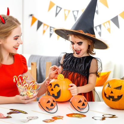 NUOBESTY Halloween Candy Bucket, 8pcs Small Halloween Pumpkin Bucket Trick or Treat Pail Water Party Candle Holder |3.35 x 2.17 x 1.77 inches