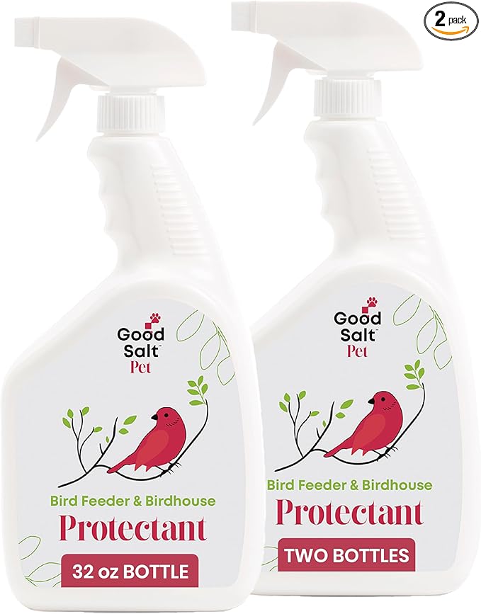 Clean Republic Good Salt Pet Bird Feeder & Bird House Protectant, Natural Bird-Friendly Spray Formula, Made in the USA, 32 Ounce Bottle, 2-Pack