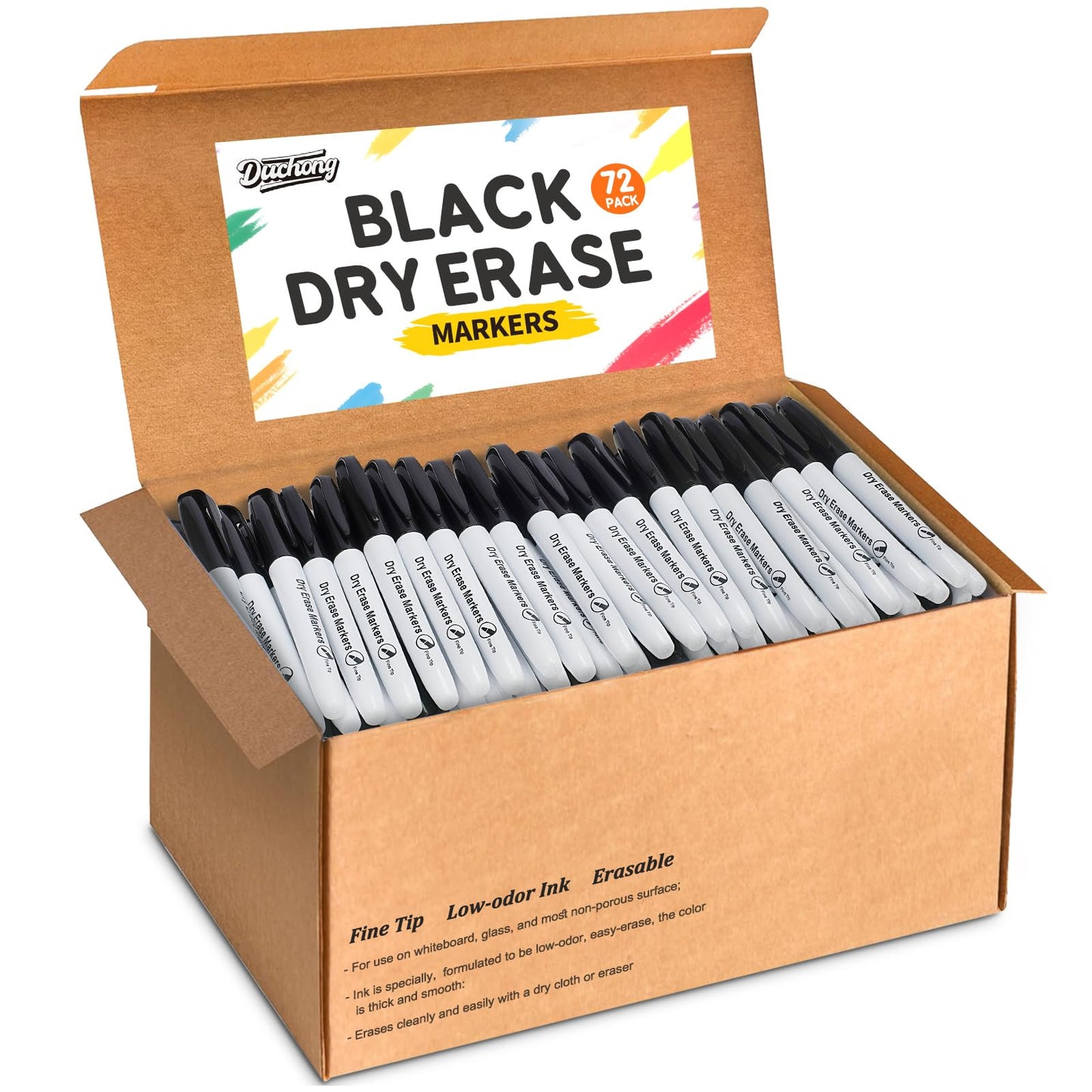 Duchong 72 Packs Dry Erase Markers Bulk, Fine Tip Whiteboard Markers for Kids Teachers, Dry Erase Pens Bulk Pack for Classroom Home, Back to School Supplies