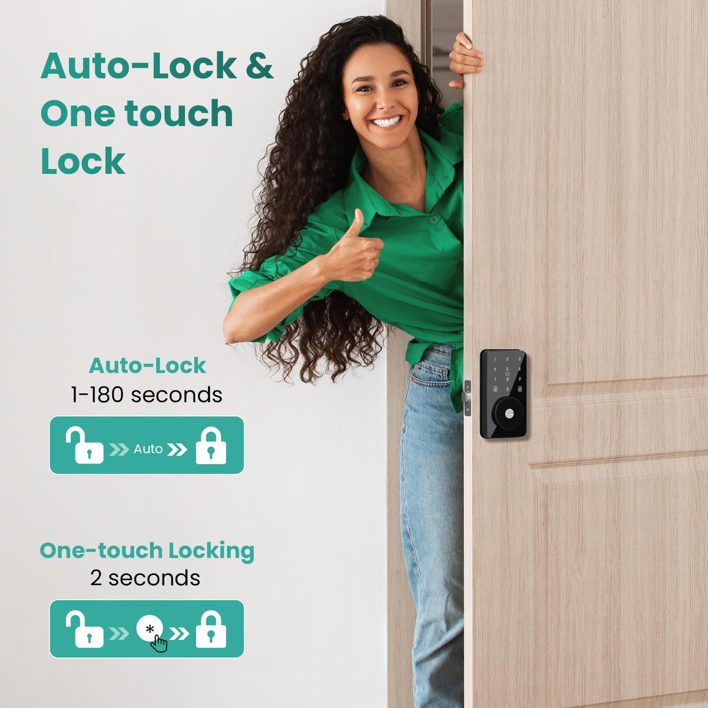Smart Lock, 4-in-1 Keyless Entry Door Lock for Front Door, Digital Door Lock with Keypad, Bluetooth Smart Deadbolt, App Control