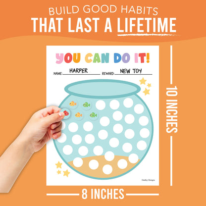 Hadley Designs Sticker Chart for Kids Behavior at Home – Reward System for Toddlers, Star Incentive Tracker for Toddlers, Chart for Kids Behavior, Classroom Fish Tank Incentive Charts