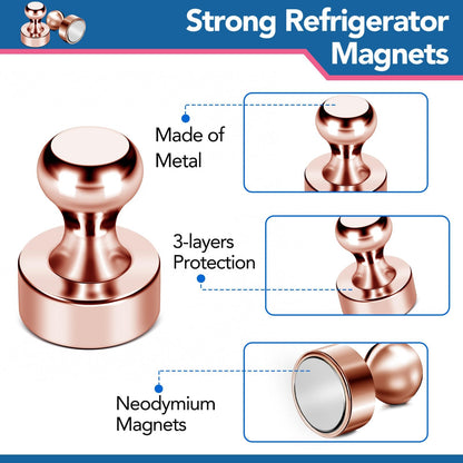 LOVIMAG Fridge Magnets 20Pcs Refrigerator Whiteboard Small Strong Magnet Classroom Kitchen Accessories Decorative Locker Set Decor Must Haves Office Calendar Refrigerador Magnetic Cute Rose Gold