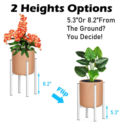 DDPow Heavy Plant Stand for 10"-16" Plant Pot Indoor Outdoor Corner, Adjustable Metal Heavy Duty for Large Pot (White 1 Pack)