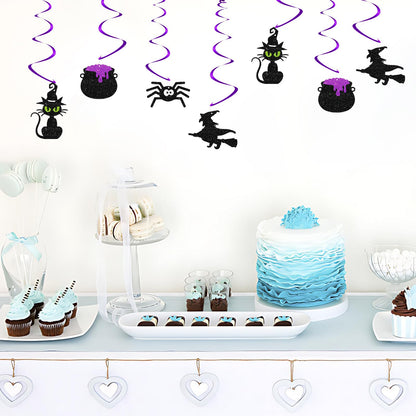 24pcs Halloween Hanging Swirl Decorations, Witch/Cauldron Signs Ceiling Whirl Streamer Hanging Banner, Baby Is Brewing Hanging Swirls for Halloween Party Decoration