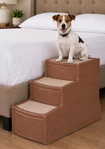 Pet Gear Easy Step III Pet Stairs, Maple | 3 Step, For Cats/Dogs, Removable Washable Carpet Treads, Supports 150 Pounds, No Tools Required